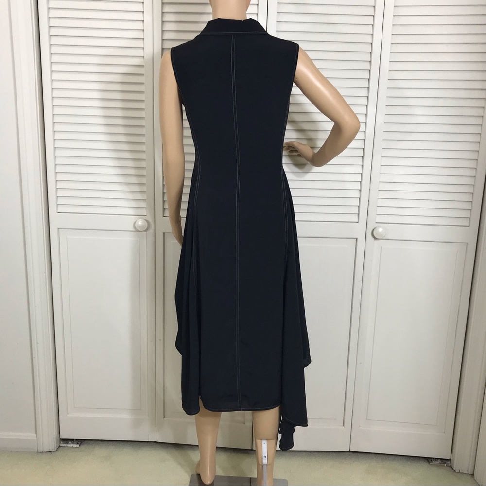 ADEAM Asymmetrical Black Collared Dress Small - Picture 8 of 14